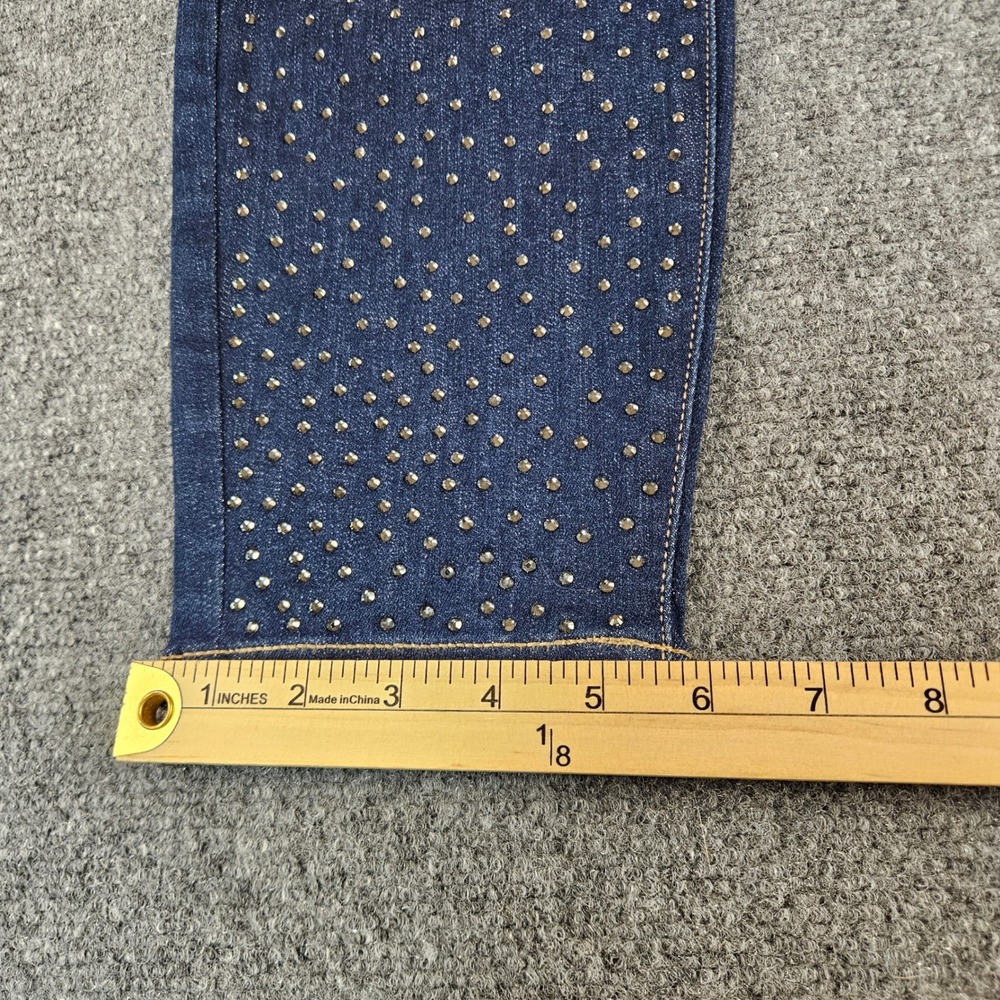 Lane Bryant Signature Fit Skinny Jeans Mid Rise Rhinestone Stud Dark Wash 14 NEW - Picture 2 of 13